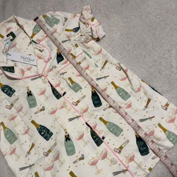 BedHead pajama set Champagne Bottle & Glass Print Button-Up size XS women nwt - Picture 5 of 14